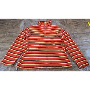 Vintage 60s-70s K-Mart Mod Velour Striped Pullover 1/4 Zip Sweater Mock Medium